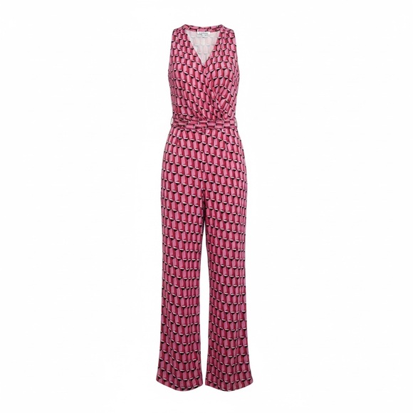 Diane Von Furstenberg Pants - Diane Von Furstenberg Pink Patterned Jumpsuit